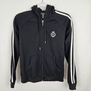 Vintage 90's EUC Ralph Lauren Active Hoodie Jacket Small Black Zip Crown Logo